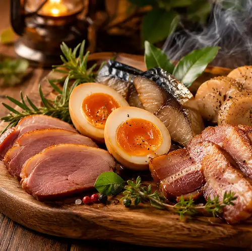Assortment of 6 types of home-smoked meats