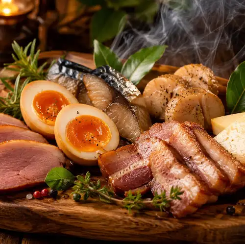Assortment of 6 types of home-smoked meats