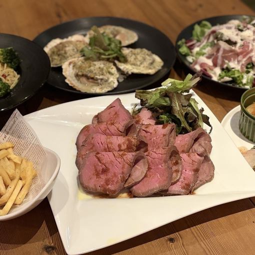 【日~木限定 180分飲み放題付き】センバキッチン特製ローストビーフコース 5000円