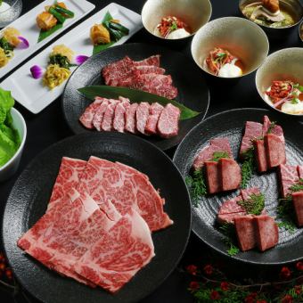 【雅(みやび)コース】ユッケ、特撰塩焼肉、特撰赤身肉、ハラミなど全8品 8000円(税込)