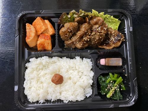 Red meat pickled in sauce bento
