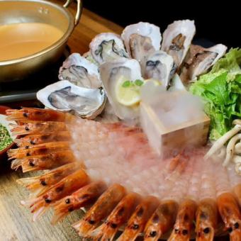 [Entry only by reservation from 5pm!] Huge response on social media ☆ Delicious broth [Oyster and shrimp shabu-shabu course] ☆ 6,500 → 6,000 yen