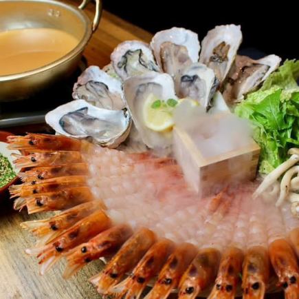 [Entry only by reservation from 5pm!] Huge response on social media ☆ Delicious broth [Oyster and shrimp shabu-shabu course] ☆ 6,500 → 6,000 yen