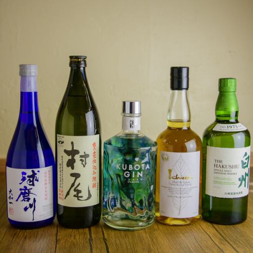 焼酎やウイスキー、JINなど日本酒以外のお酒も充実♪