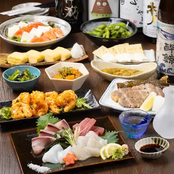 ≪90分飲み放題付きコース≫お造りや揚げ物など自慢の逸品料理をご用意◆全8品5,000円（税込）
