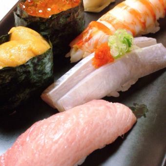 Red shrimp / live ark shell / large shrimp / abalone / live prawn dance / medium fatty tuna / large fatty tuna