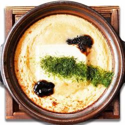 京都豆腐配腐竹和抹茶口味的烤山藥泥