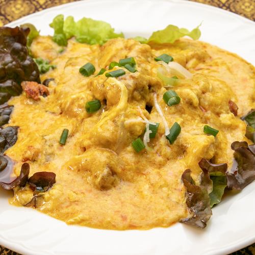ソフトシェルクラブのふんわり玉子カレー炒め