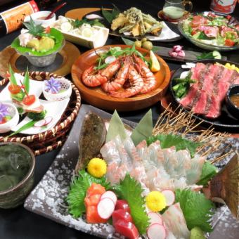 <120 minutes all-you-can-drink> Extremely fresh! Flounder sashimi & beef loin steak included! 120 minutes [all-you-can-drink] + 9 dishes total 5,000 yen (tax included)