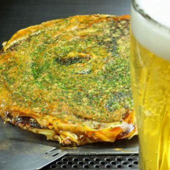 Banquet course! 7 dishes including the popular okonomiyaki for 2,990 yen (2 hours all-you-can-drink included)