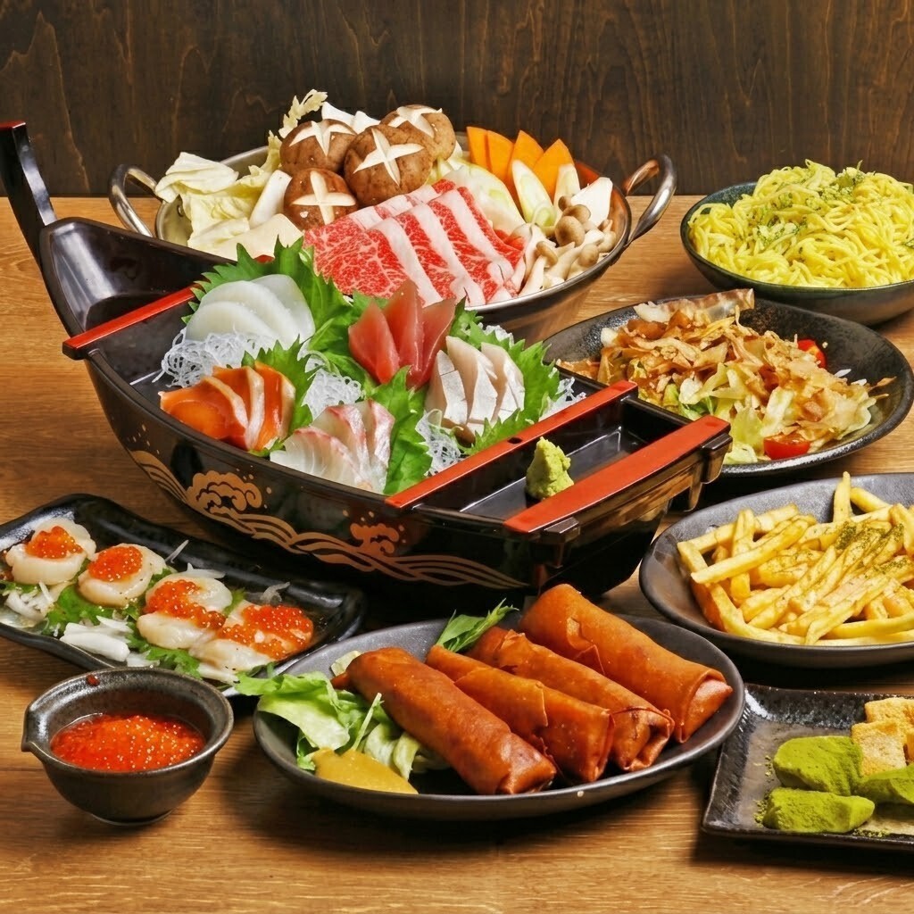 海鮮、肉類，還有無限暢飲！盡情享用各式各樣的精緻佳餚♪