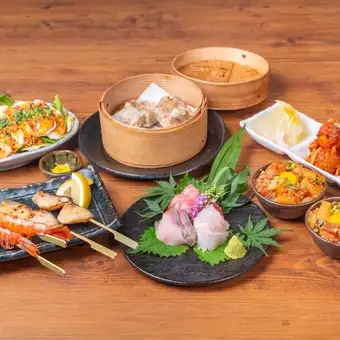 【土祝限定★2時間飲み放題付3,500円】刺身3種・魚串2種・海鮮ユッケ丼など魚を楽しむコース！