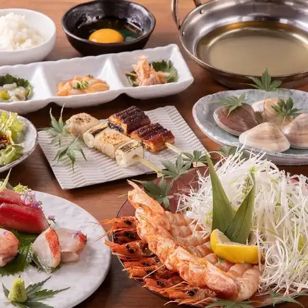 【2時間飲み放題付】海老しゃぶコース 全6品 6,000円（税込）〆のチーズリゾットも大人気！