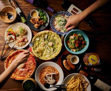 【イタリアンコース】120分飲み放題付!ピザやポテト、唐揚げなど人気メニュー全10品★3500円