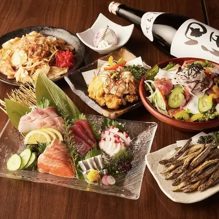 【12周年記念感謝2h生ビール付飲放題】鮮魚と九州料理『山吹-ヤマブキ-コース』4500円⇒3500円
