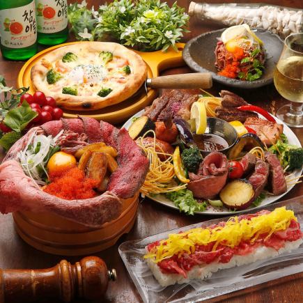 ★Specialty meat bar course! 12 dishes including yukhoe sushi and Japanese black beef steak 6,000 ⇒ 4,500 yen
