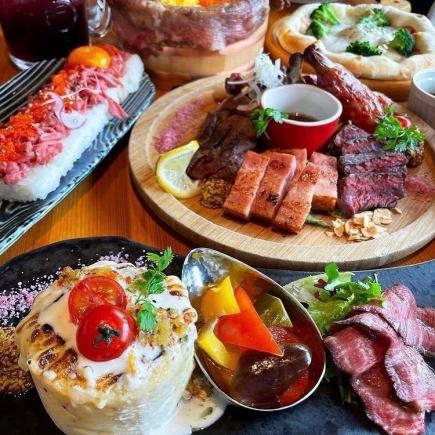 Limited to 3 groups for lunch★Limited lunch course with unlimited all-you-can-drink for up to 4 hours!Recommended for lunch parties★Meat sushi, homemade pizza