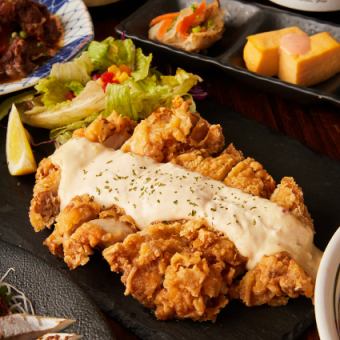 【生ビール付2h飲放】薩摩地鶏チキン南蛮と宮崎地鶏もも焼きのWメイン『粋-いき-コース』3500円