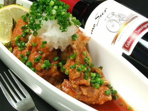 Deep-fried chicken with grated radish and ponzu sauce
