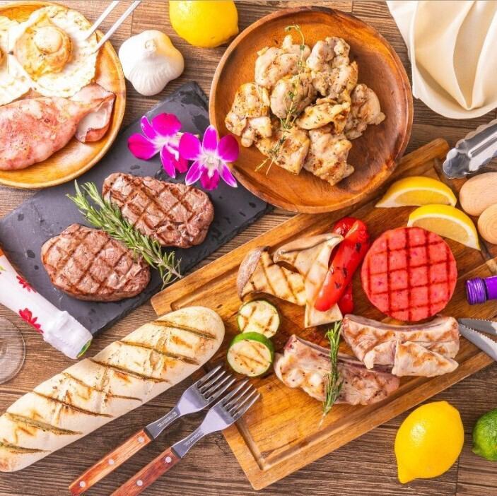 BBQ　ビアガーデン　アウトドア　屋上　バーベキュー　全面芝生