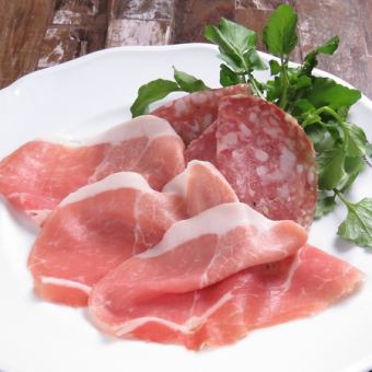 Assorted Italian parma ham and mortadella