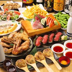 [2 hours of all-you-can-drink draft beer included] 9-course meal featuring our specialties including our famous rice paddle meatballs and fried chicken wings for 4,500 yen