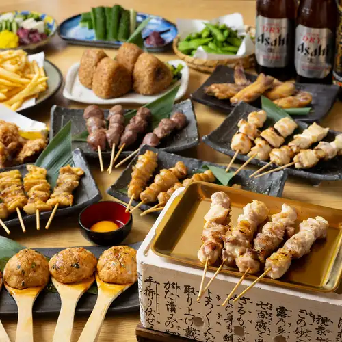 【新宿烤鸡串!含生啤】鸟苑炭烤烤鸡串套餐:11道菜+2小时畅饮,仅需4000日元