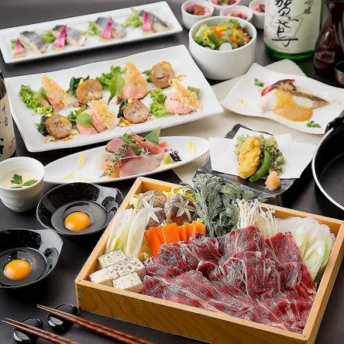 <From 11/19>《Private room guaranteed》【Sukiyaki course】8 dishes in total, 2 hours all-you-can-drink included 6600 yen ⇒ 6000 yen (tax included)