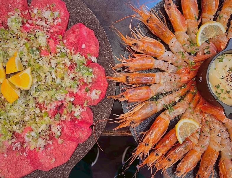 要予約！【必食の2大看板】海老ガーリックチーズフォンデュ＆ネギ塩牛タンまみれ