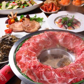 【宴会におすすめ☆】120分飲み放題付　絶品炊きしゃぶ鍋　コース　全8品　4500円⇒4000円 ！