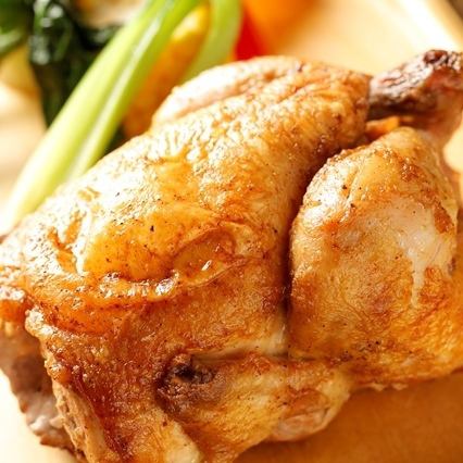 European classic simple juicy plain rotisserie chicken ~ with lemon and Himalayan pink salt ~