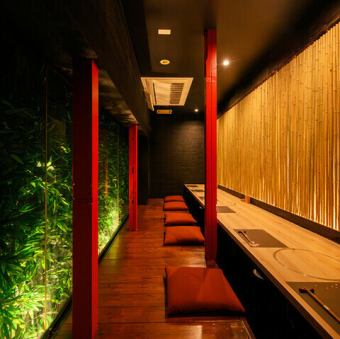 There is ample distance between customers seated elsewhere, creating a sophisticated counter seating atmosphere.