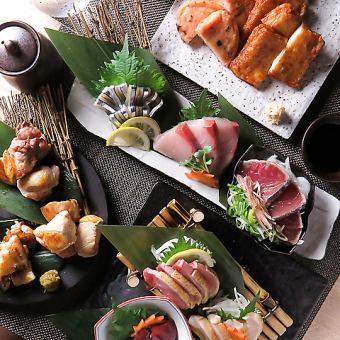 [Enjoy a full course of exquisite dishes] 12 dishes including yakitori, local chicken, and aged fish, no hot pot, private room & unlimited all-you-can-drink for 4,000 yen