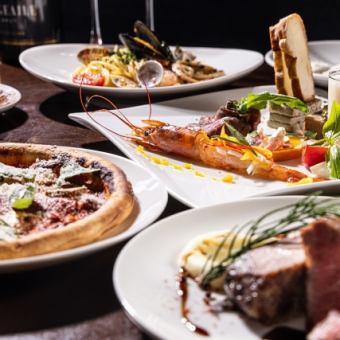 牛サーロインステーキ＆本格イタリアンアンチィパスト　１２０分飲み放題　6000円(税込)全6品　