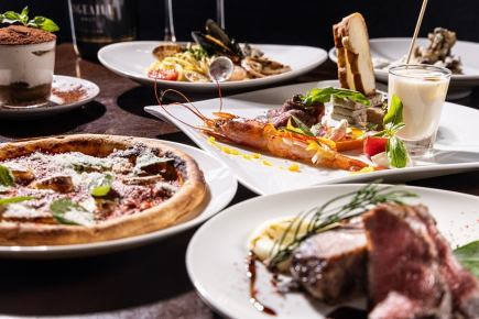 牛サーロインステーキ&本格イタリアンアンチィパスト 120分飲み放題 6000円(税込)全6品