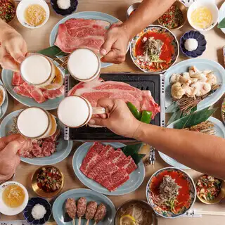 平日限定!お得な飲み放題付き★5000円★大人気の塩ホルモン☆A5黒毛和牛カルビが入ったコース