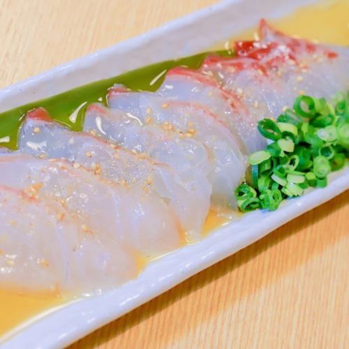 Red sea bream sashimi with Korean-style sesame oil