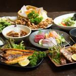Recommended for parties! [Robatayaki satiety course, 10 dishes in total] 4,500 yen (tax included) with all-you-can-drink for 2 hours