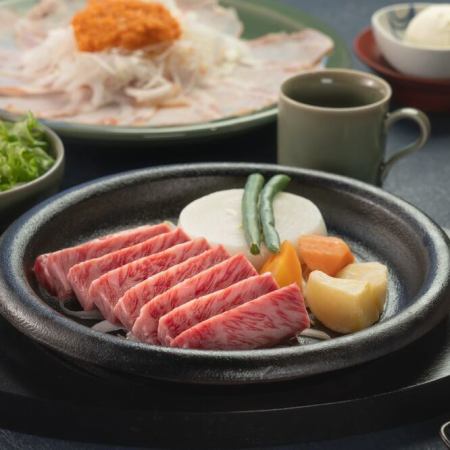 【極上A5】黒毛和牛サーロインステーキコース120g（三田屋本店名物ハム付き）7700円(税込)