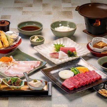 すき焼き、しゃぶしゃぶ、ステーキからメインが選べる 全9品 雅（みやび）コース 8800円(税込)