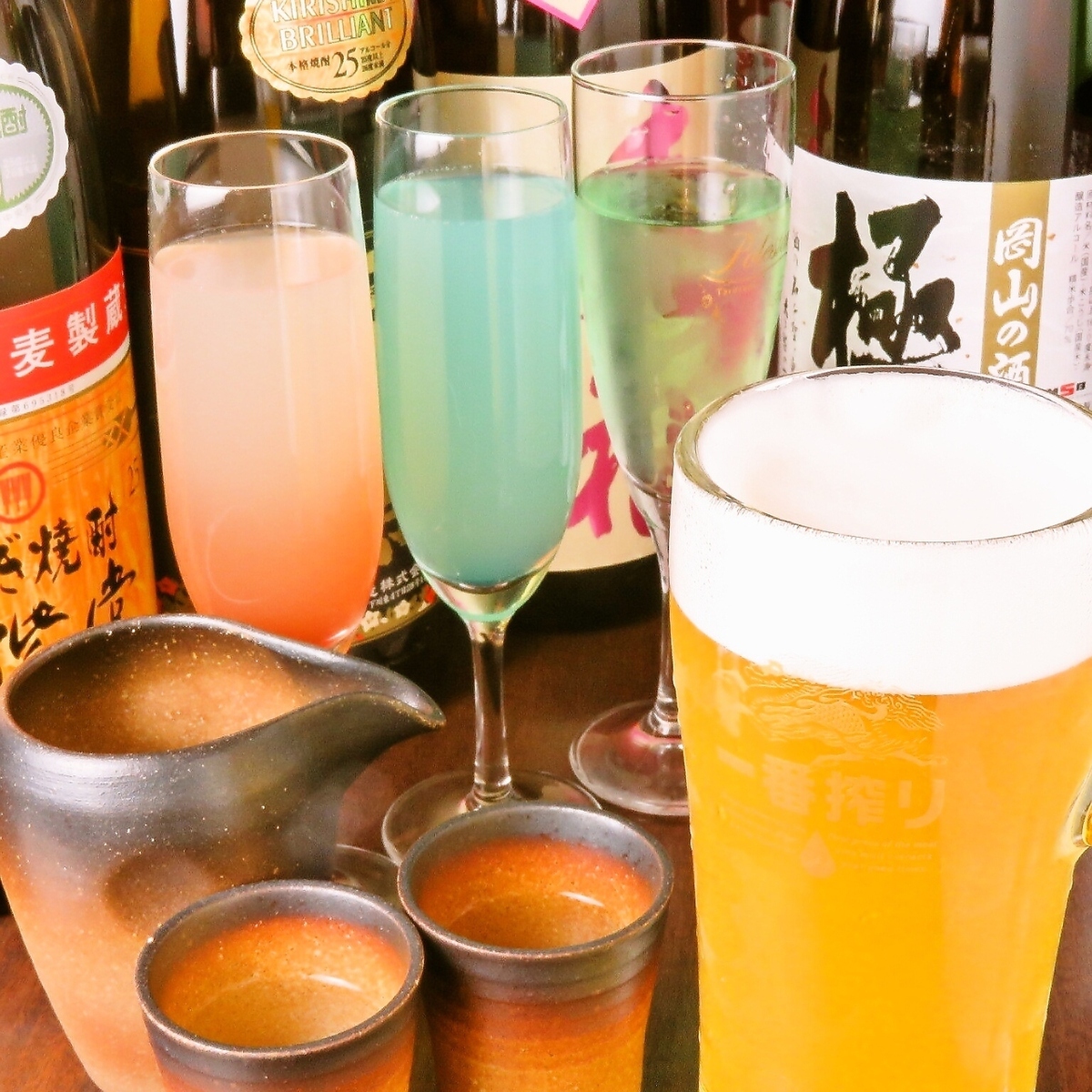 岡山駅東口から徒歩5分！120分[飲放]＋3品の二次会コース3500円