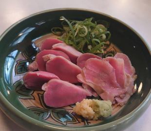 低温調理「砂ズリと銀皮刺し」