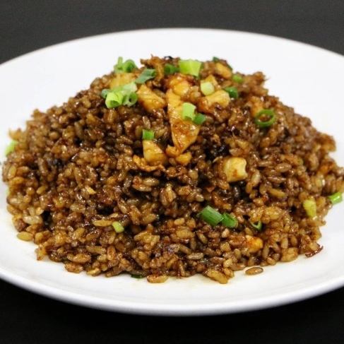 Seafood black fried rice with XO sauce