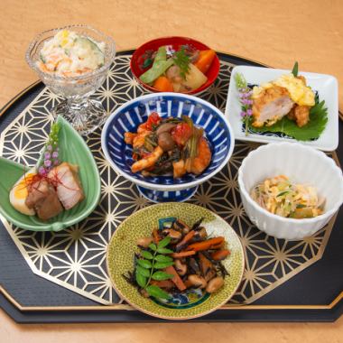 おばんざいプレート◆本日のおすすめ2品＆日替わりおばんざい5品が選べて食べ応え◎　3500円税込