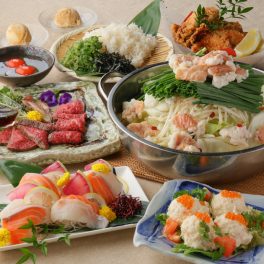 ★鍋★【飲み放題2H付】選べるお鍋(もつ鍋OR豚バラ明太とろろ鍋)!巻き鍋コース⇒5,000円