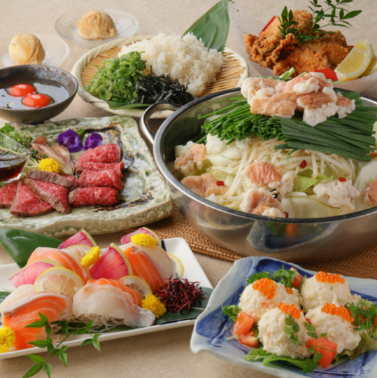 ★鍋★【飲み放題2H付】選べるお鍋(もつ鍋OR豚バラ明太とろろ鍋)!巻き鍋コース⇒5,000円