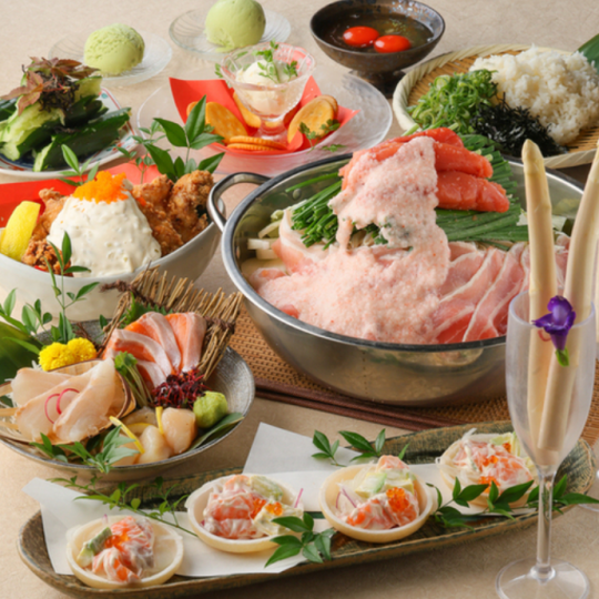 ★鍋★【飲み放題2H付】選べるお鍋(もつ鍋or豚バラ明太とろろ鍋orぶりしゃぶ)雅鍋コース6000円