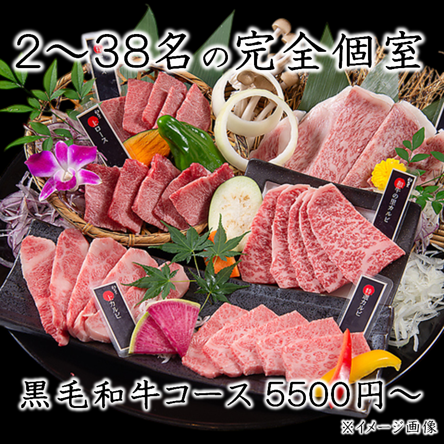 知立・刈谷>最高級黒毛和牛コース5500円～ 記念日 接待 完全個室