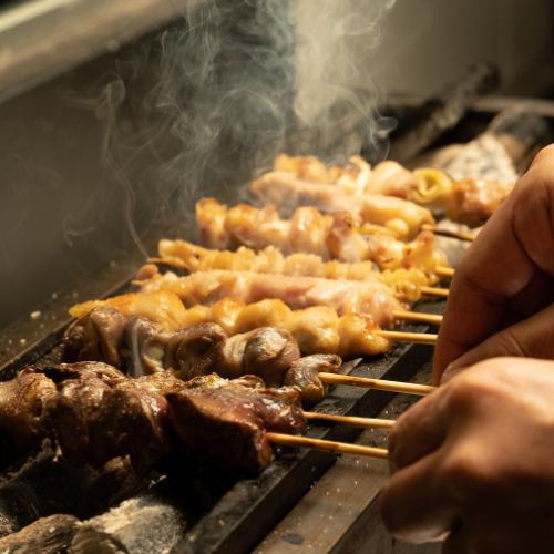 Yakitori grilled on binchotan charcoal