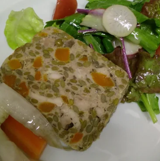 Corn and edamame terrine